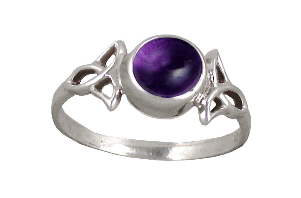 Sterling Silver Celtic Knotwork Ring With Amethyst Size 8